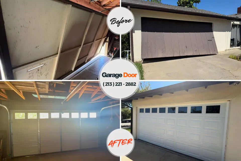 Before and after: garage door repair Coralville, IA